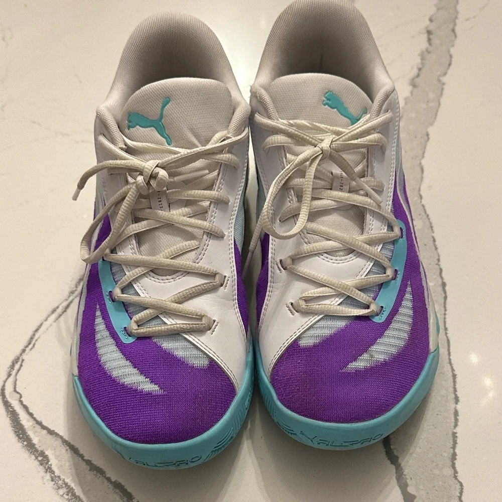Puma Men's White and Purple Athletic Shoes - Picture 3 of 6